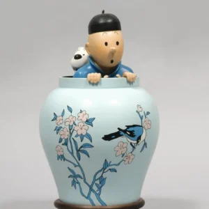 Kuifje & Bobby in Vaas Blauwe Lotus 28 cm Pixi