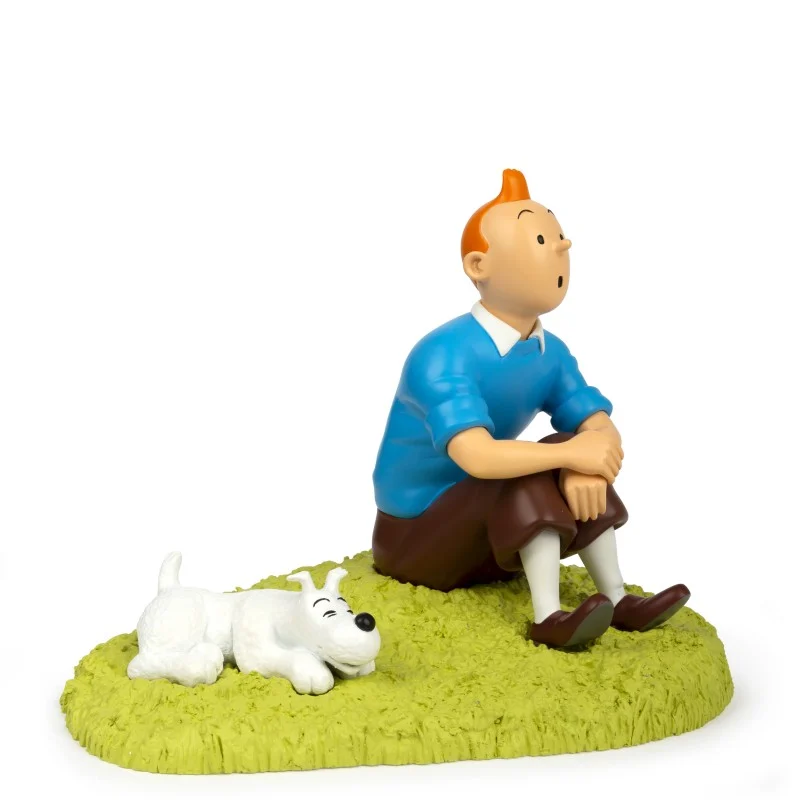 Kuifje & Bobby zittend in het gras Nieuw