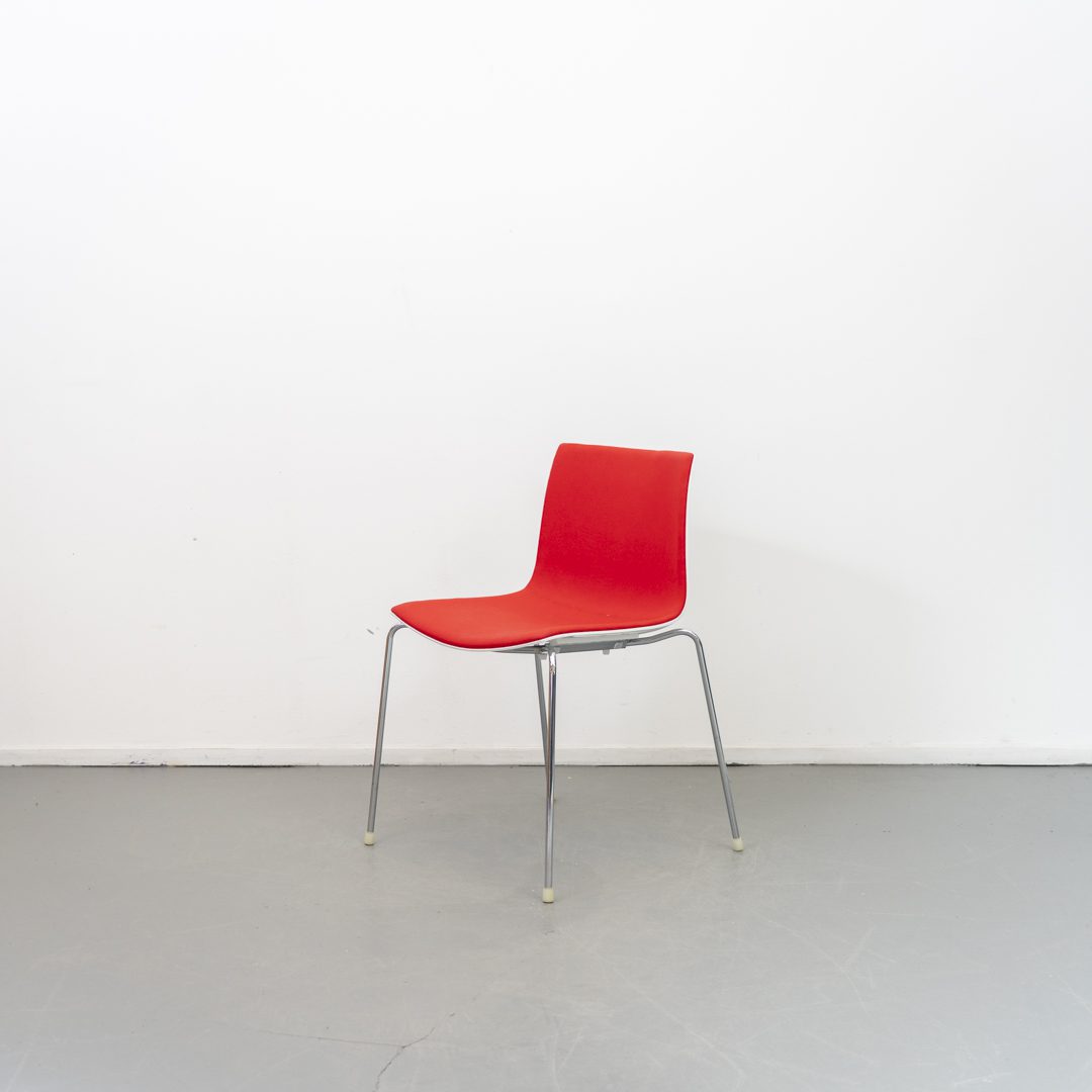 Arper Catifa 46 Stoel Rood Stof/Wit Kunststof - Chroom - Image 3