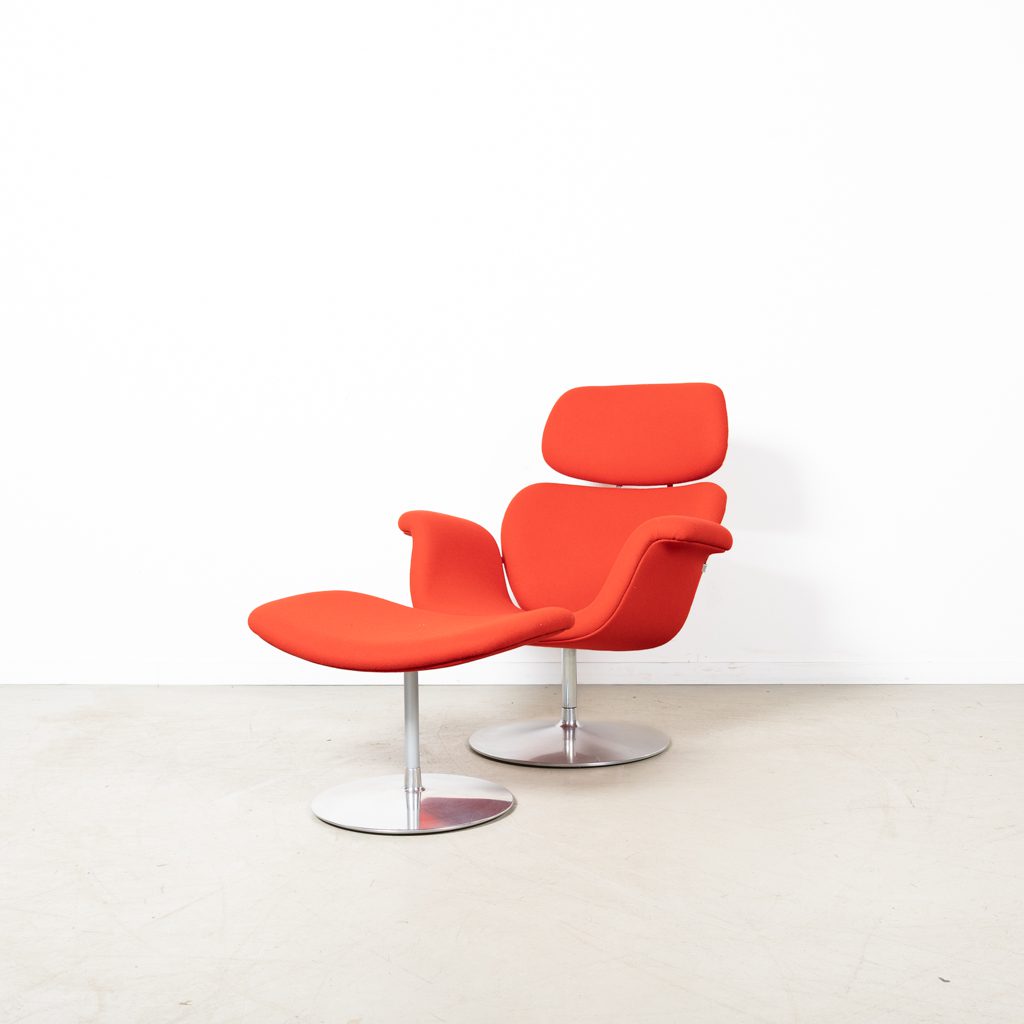 Artifort Big Tulip Fauteuil Rood Stof + Hocker - Image 4