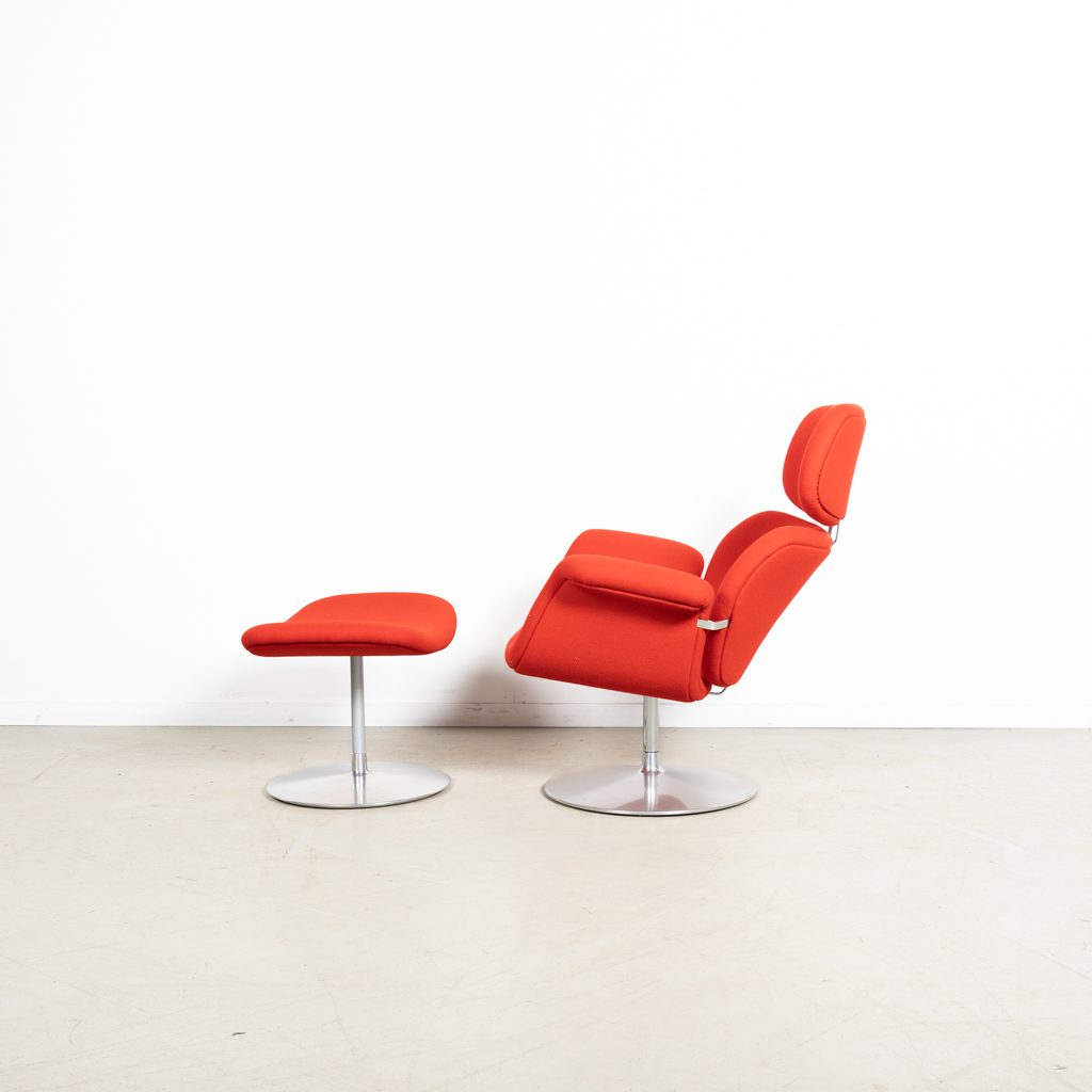 Artifort Big Tulip Fauteuil Rood Stof + Hocker - Image 2