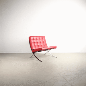 Knoll Barcelona Fauteuil Rood Leer - Chroom