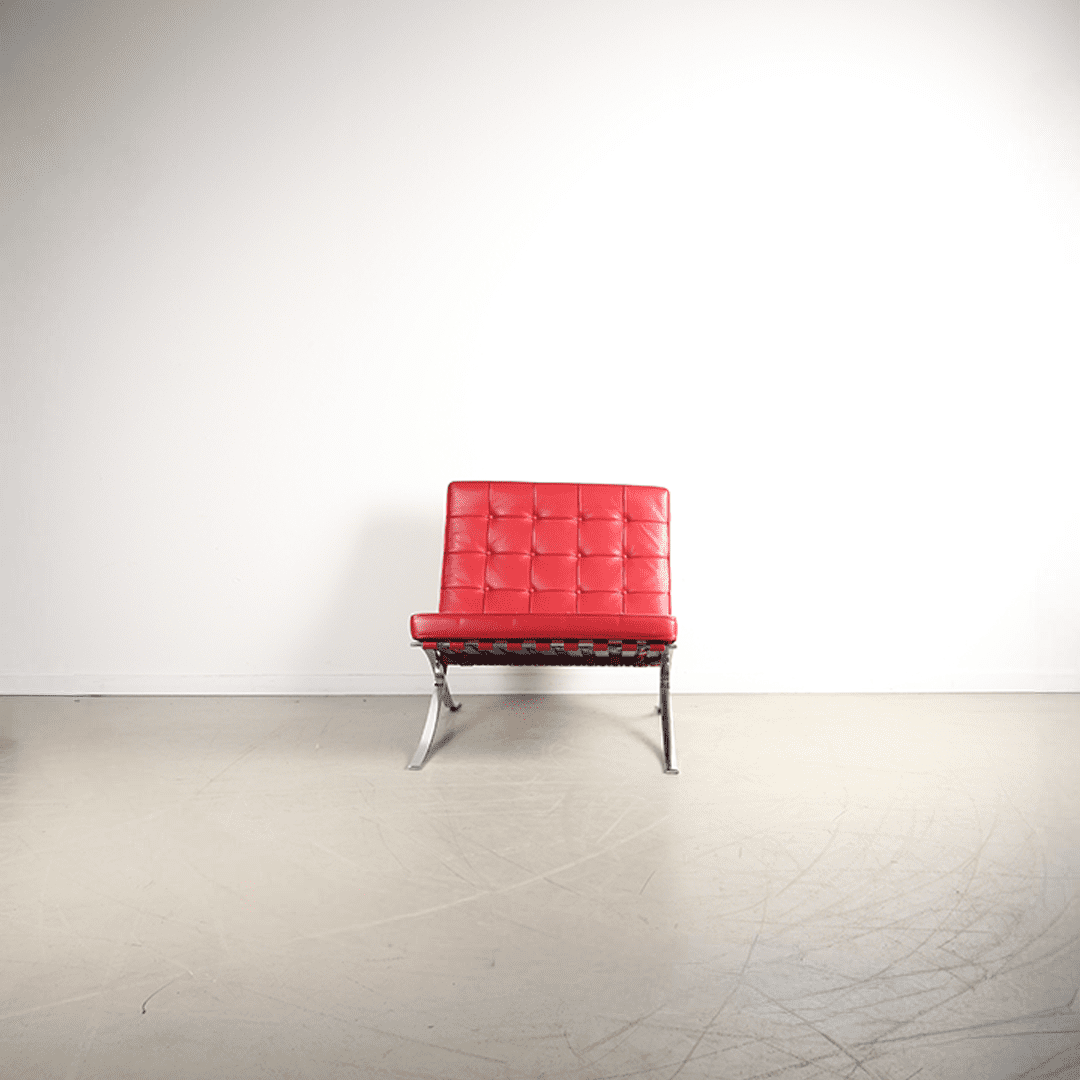 Knoll Barcelona Fauteuil Rood Leer - Chroom - Image 2