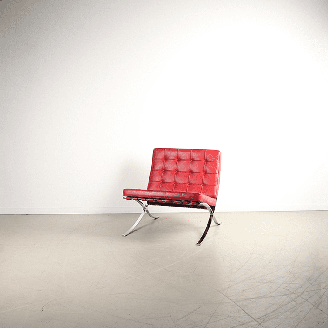 Knoll Barcelona Fauteuil Rood Leer - Chroom - Image 3
