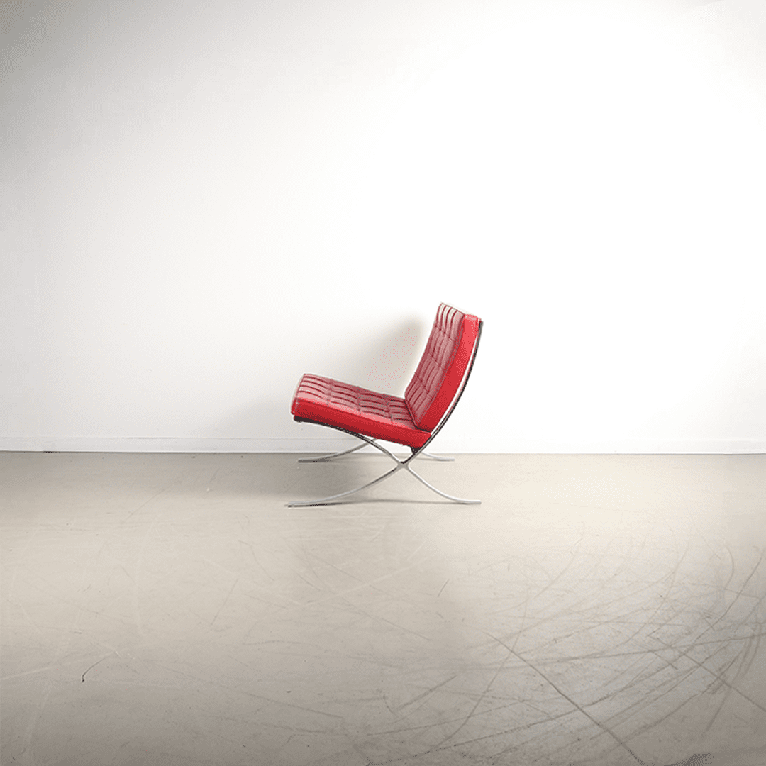 Knoll Barcelona Fauteuil Rood Leer - Chroom - Image 4