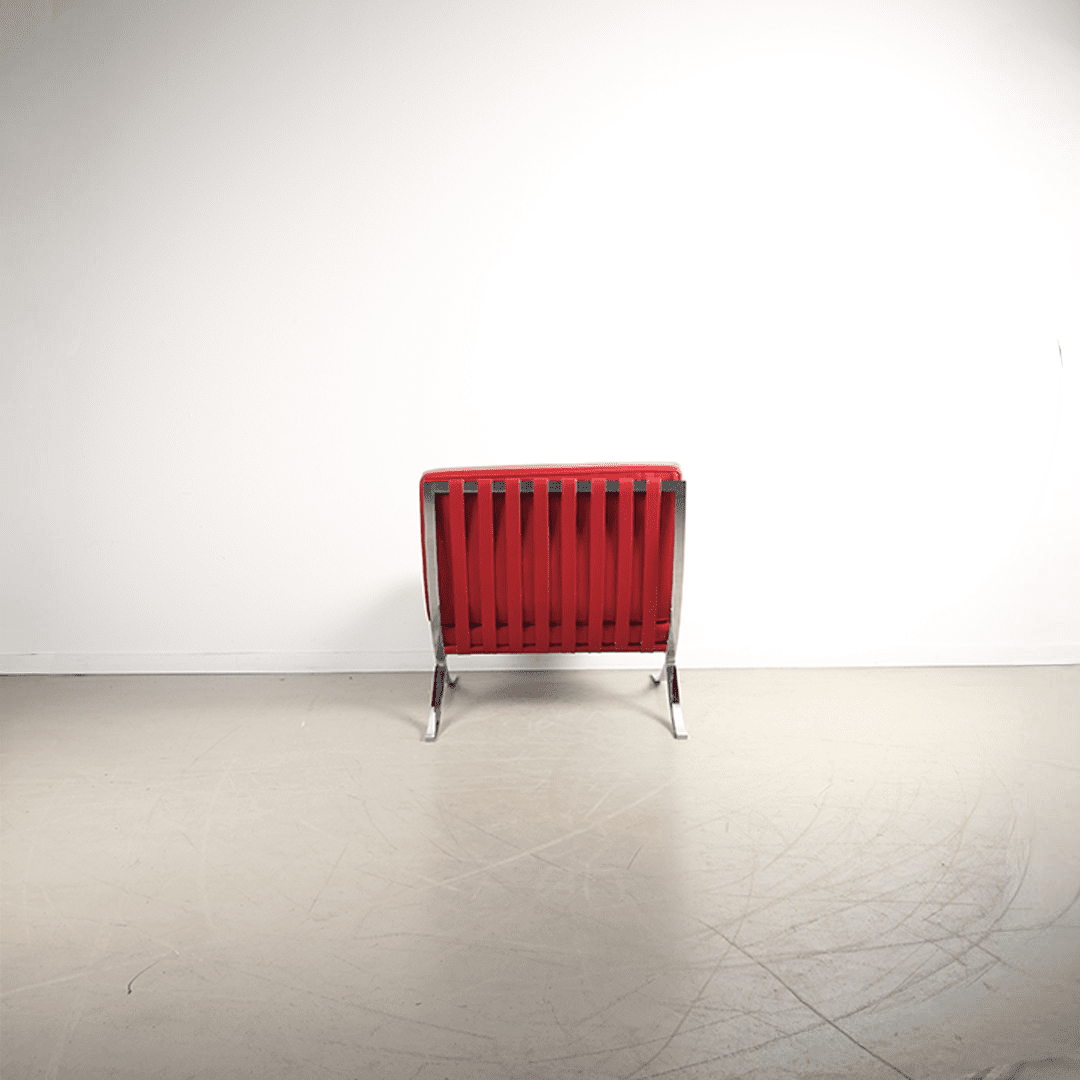 Knoll Barcelona Fauteuil Rood Leer - Chroom - Image 5