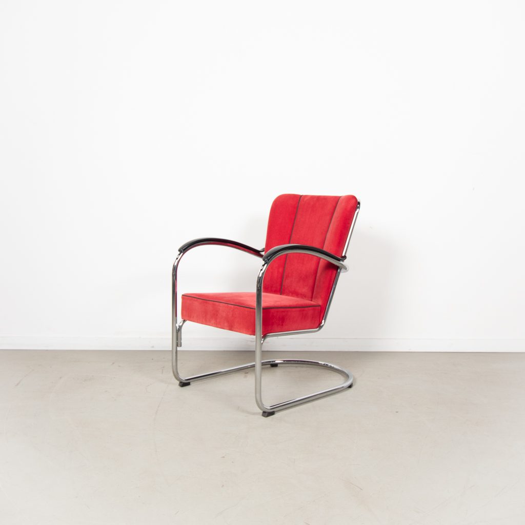 Gispen 412S Fauteuil Rood Ribstof - Image 3