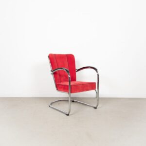 Gispen 412S Fauteuil Rood Ribstof