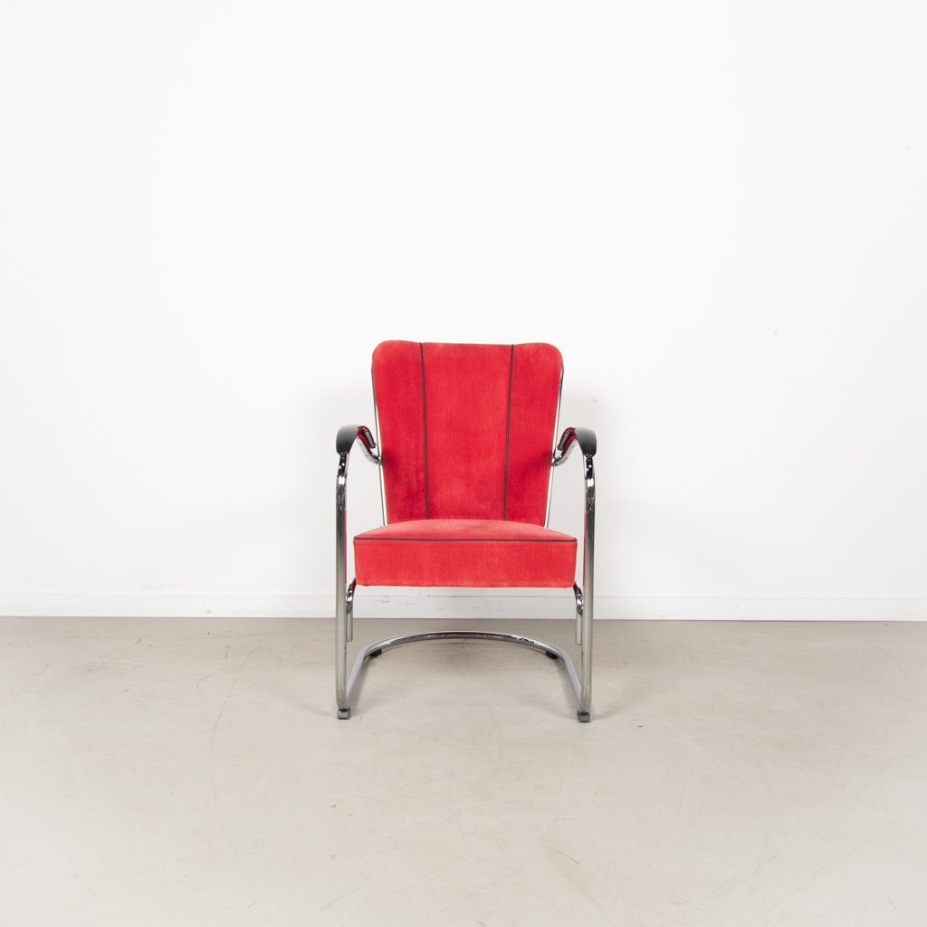 Gispen 412S Fauteuil Rood Ribstof - Image 2
