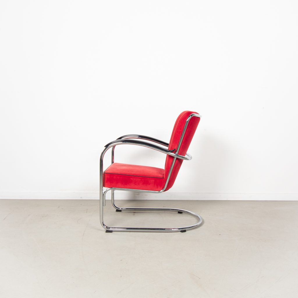 Gispen 412S Fauteuil Rood Ribstof - Image 4