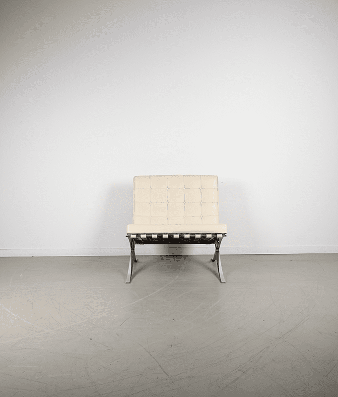 Knoll Barcelona Fauteuil Wit Leer - Chroom - Image 2