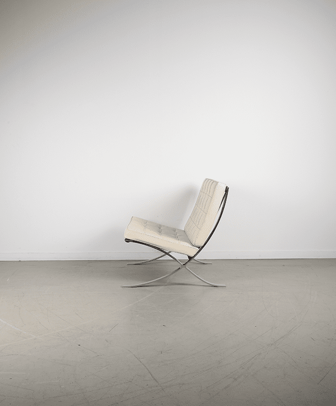 Knoll Barcelona Fauteuil Wit Leer - Chroom - Image 4