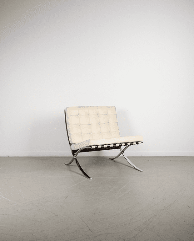 Knoll Barcelona Fauteuil Wit Leer - Chroom