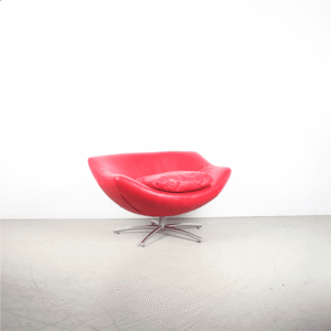 Label Gigi Fauteuil Rood Leer - Aluminium