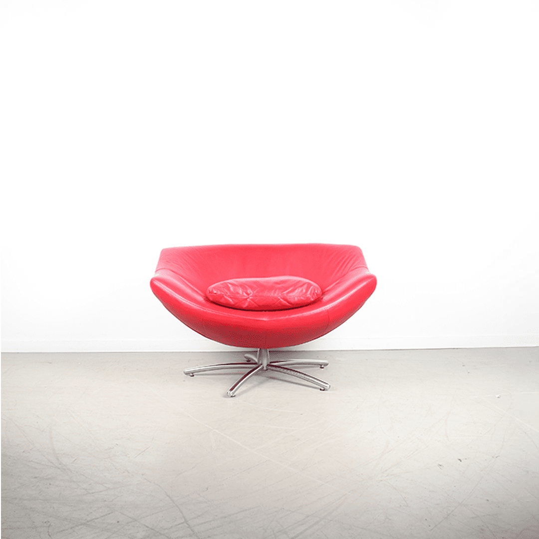Label Gigi Fauteuil Rood Leer - Aluminium - Image 2