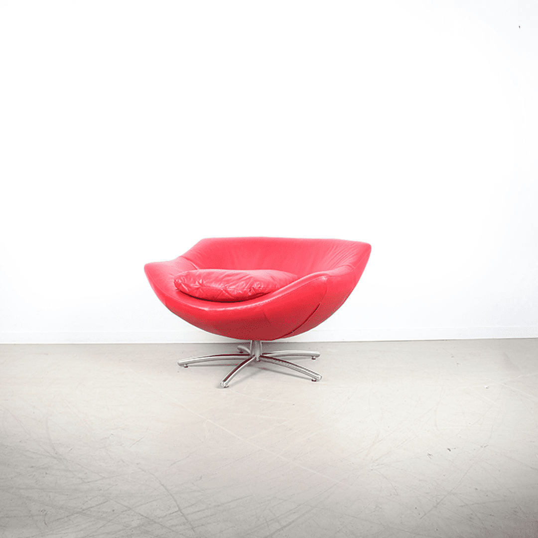 Label Gigi Fauteuil Rood Leer - Aluminium - Image 3