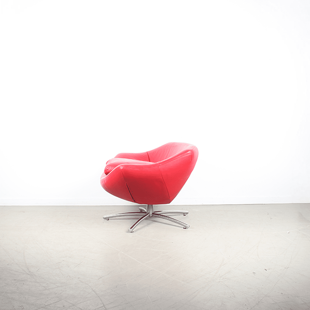 Label Gigi Fauteuil Rood Leer - Aluminium - Image 4