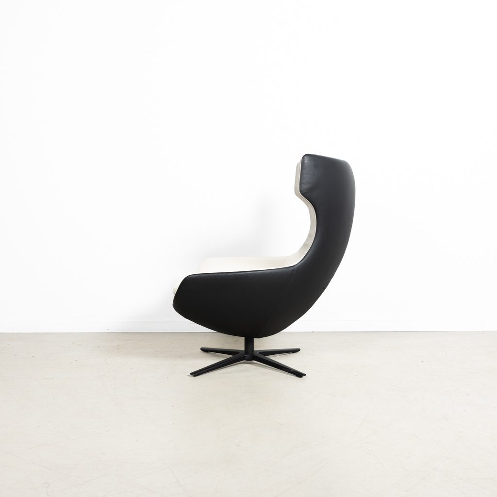 Leolux Caruzzo Fauteuil Wit/Zwart Leer - Image 4