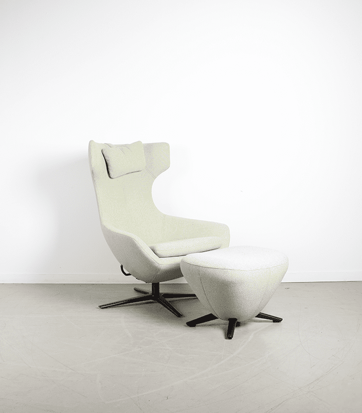 Leolux Caruzzo Plus Fauteuil Beige Stof + Hocker