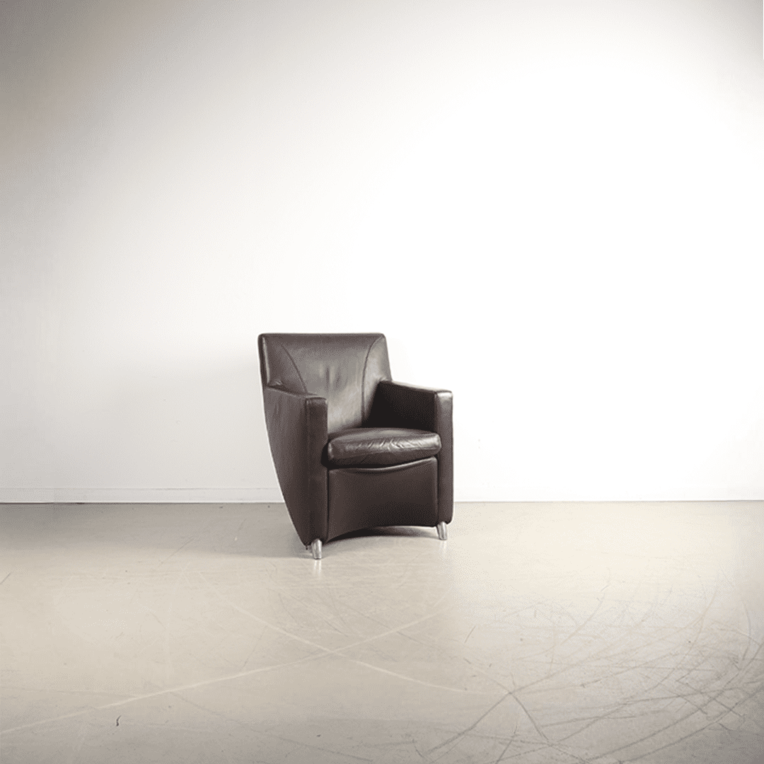 Leolux Dolcinea Fauteuil Bruin Leer - Aluminium