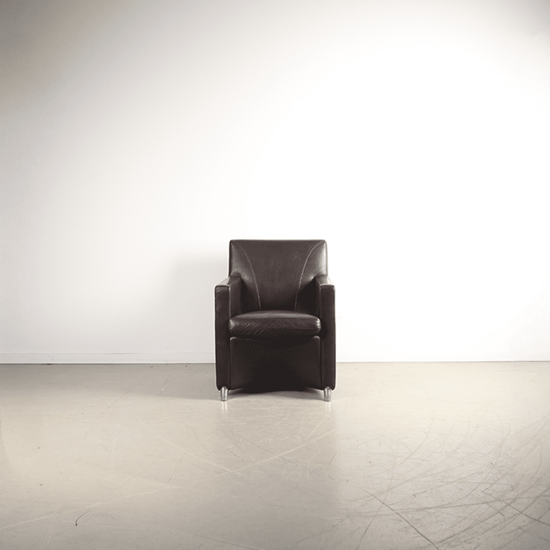 Leolux Dolcinea Fauteuil Bruin Leer - Aluminium - Image 2