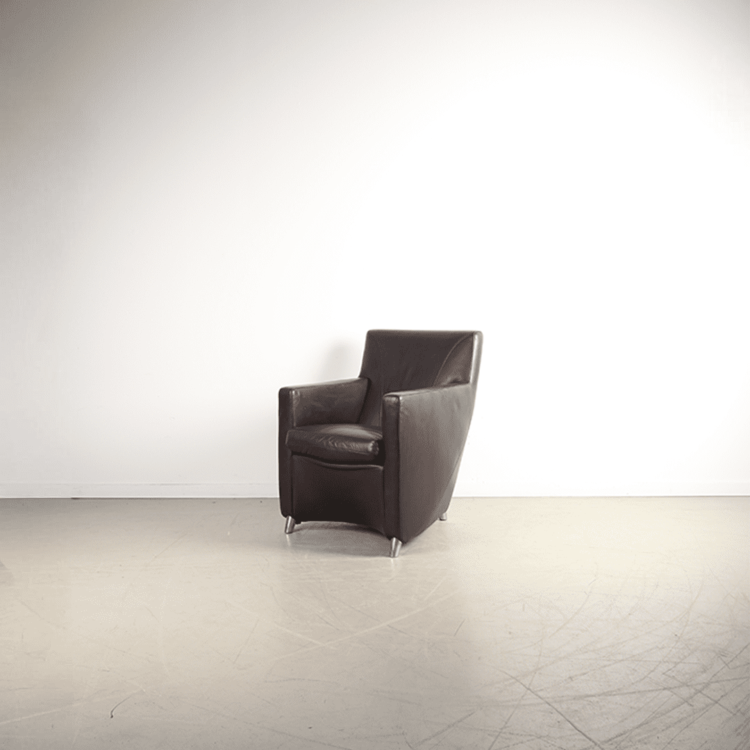 Leolux Dolcinea Fauteuil Bruin Leer - Aluminium - Image 3