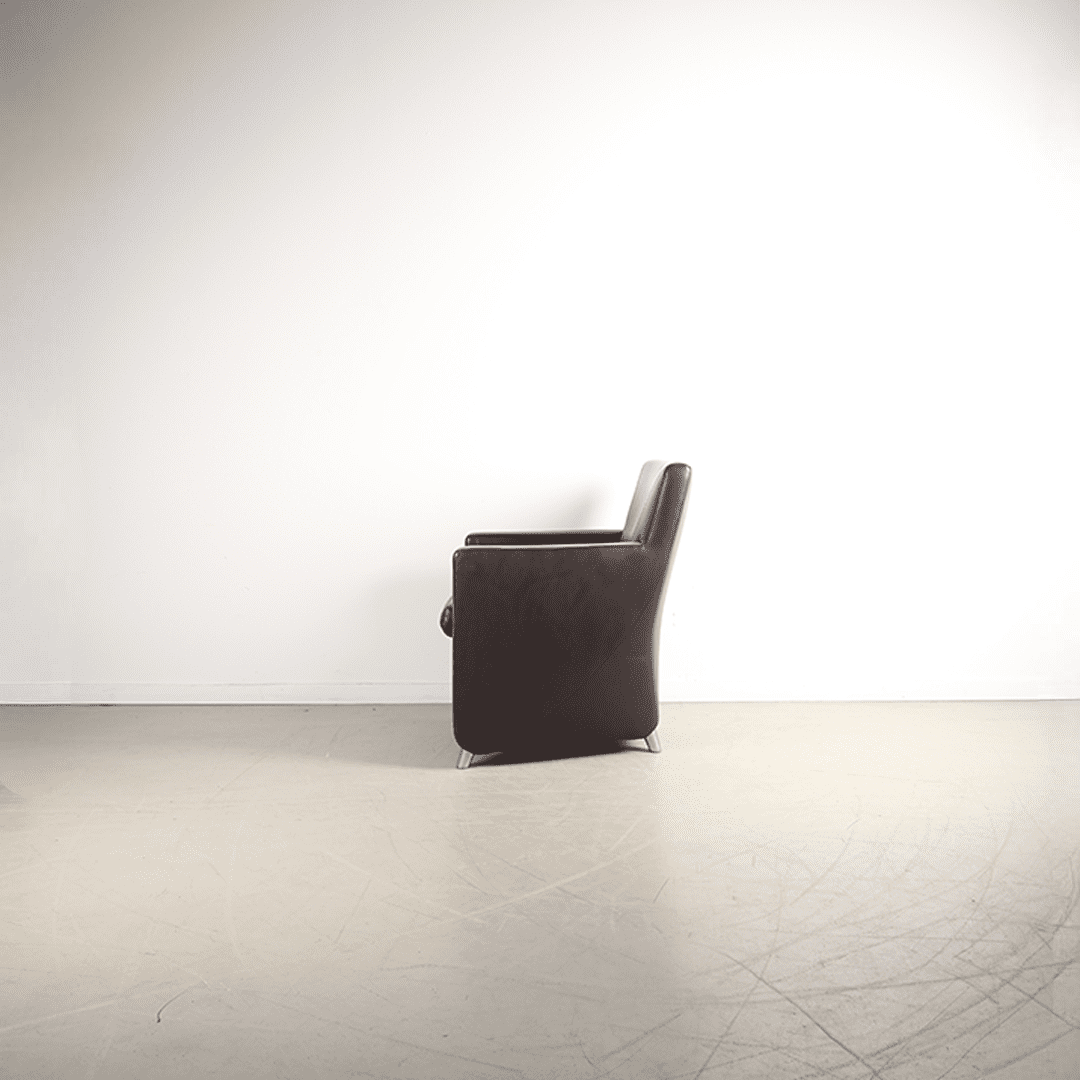 Leolux Dolcinea Fauteuil Bruin Leer - Aluminium - Image 4