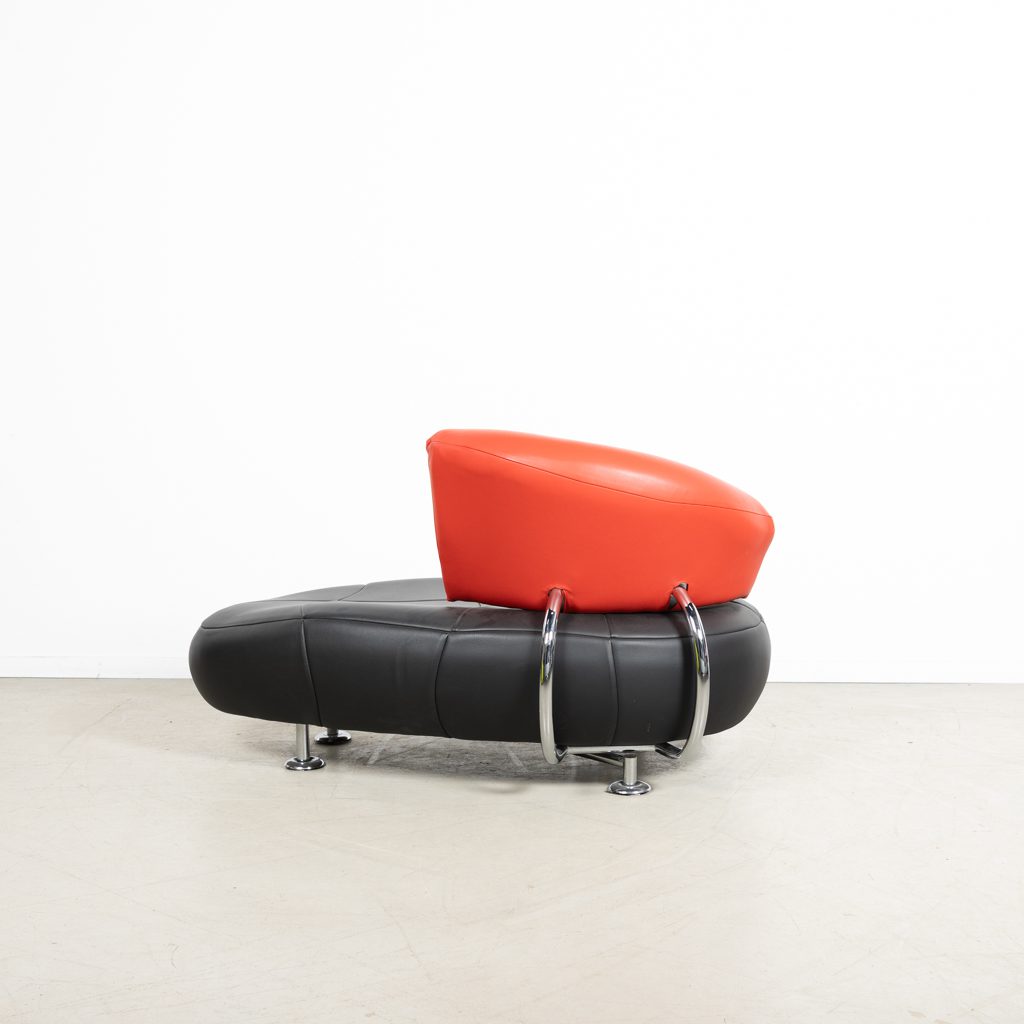 Leolux Kikko Chaise Longue Fauteuil Rood/Zwart Leer - Image 5