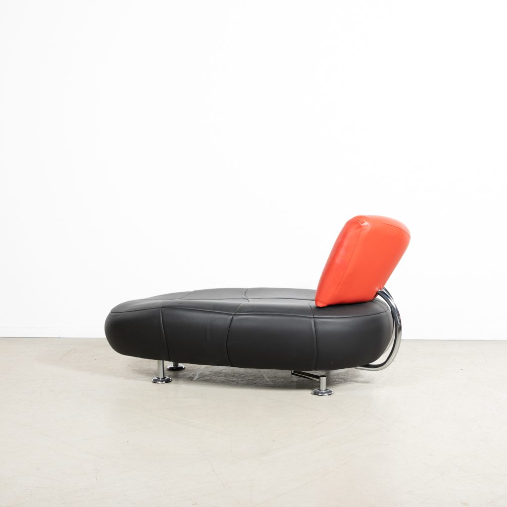 Leolux Kikko Chaise Longue Fauteuil Rood/Zwart Leer - Image 4