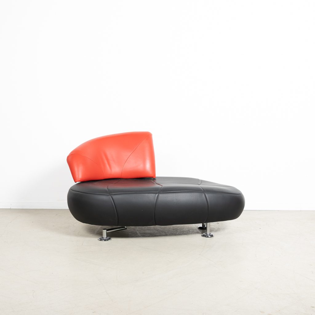 Leolux Kikko Chaise Longue Fauteuil Rood/Zwart Leer - Image 2