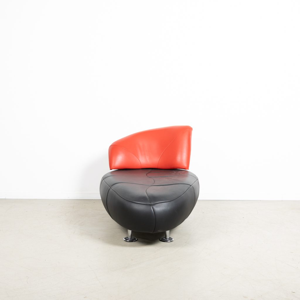 Leolux Kikko Chaise Longue Fauteuil Rood/Zwart Leer - Image 3