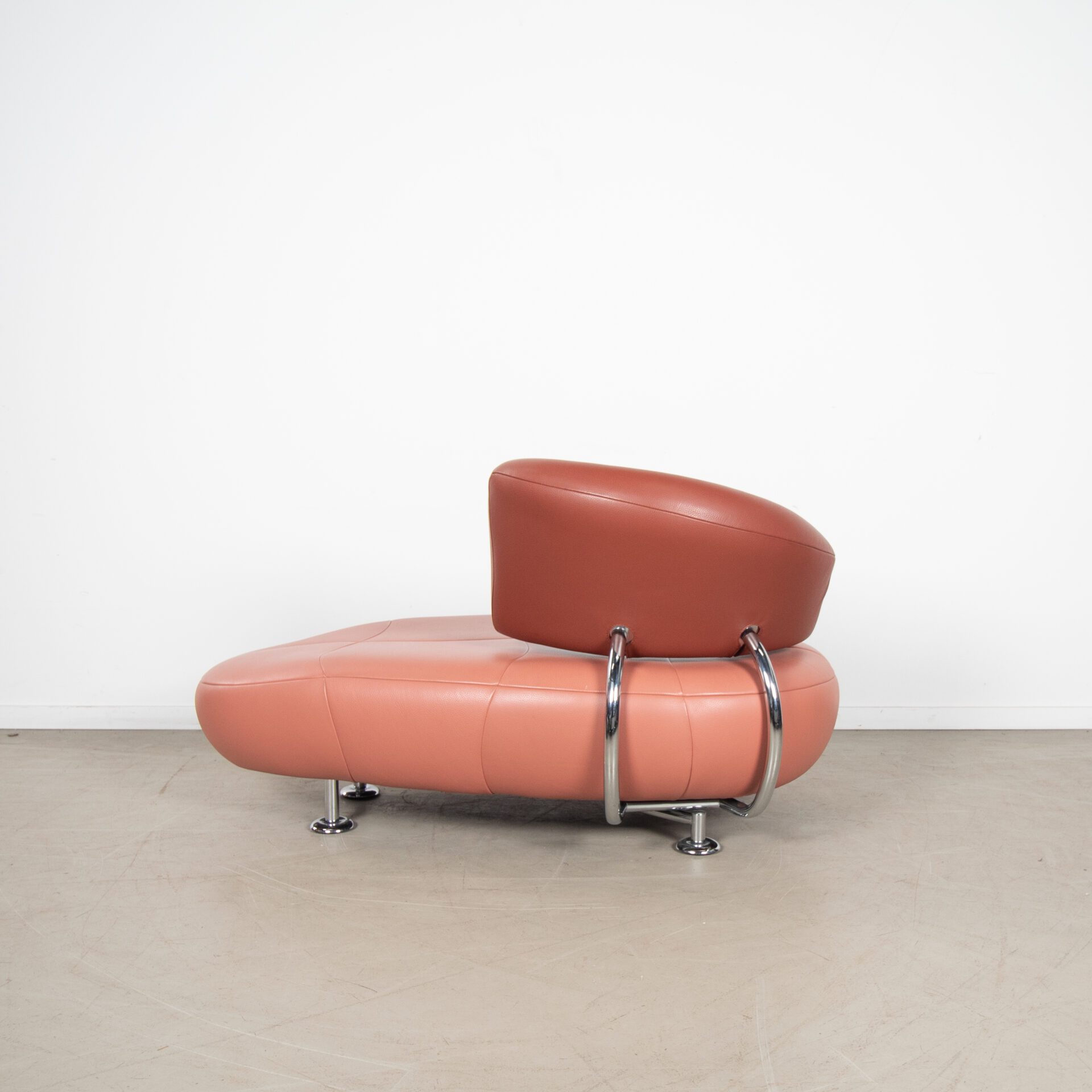 Leolux Kikko Chaise Longue Fauteuil Terracotta/Zalmroze Leer - Image 4