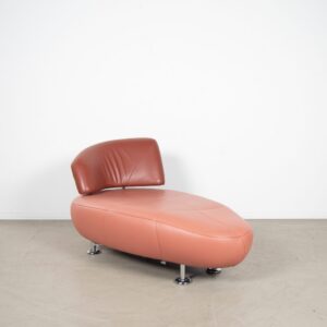 Leolux Kikko Chaise Longue Fauteuil Terracotta/Zalmroze Leer
