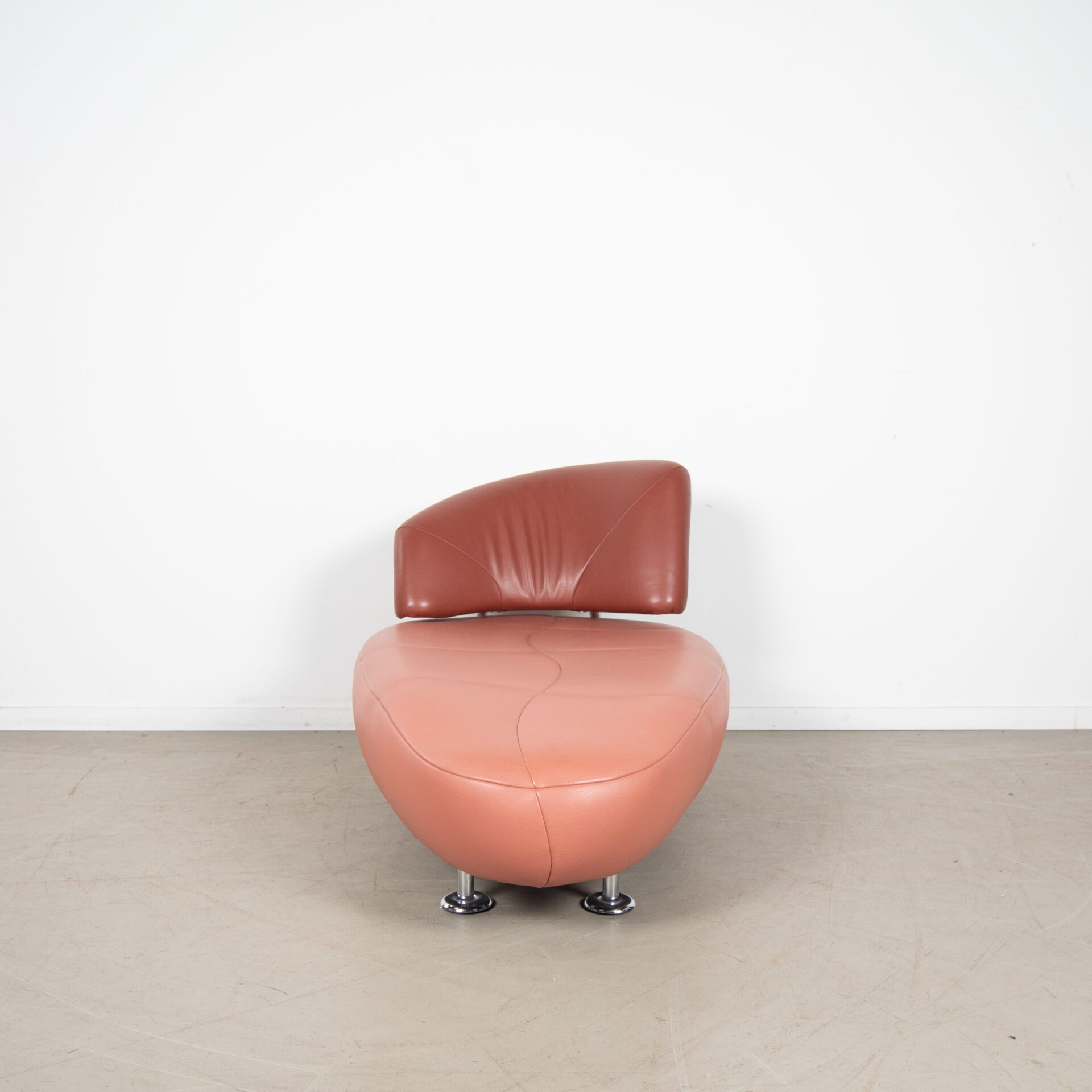Leolux Kikko Chaise Longue Fauteuil Terracotta/Zalmroze Leer - Image 3