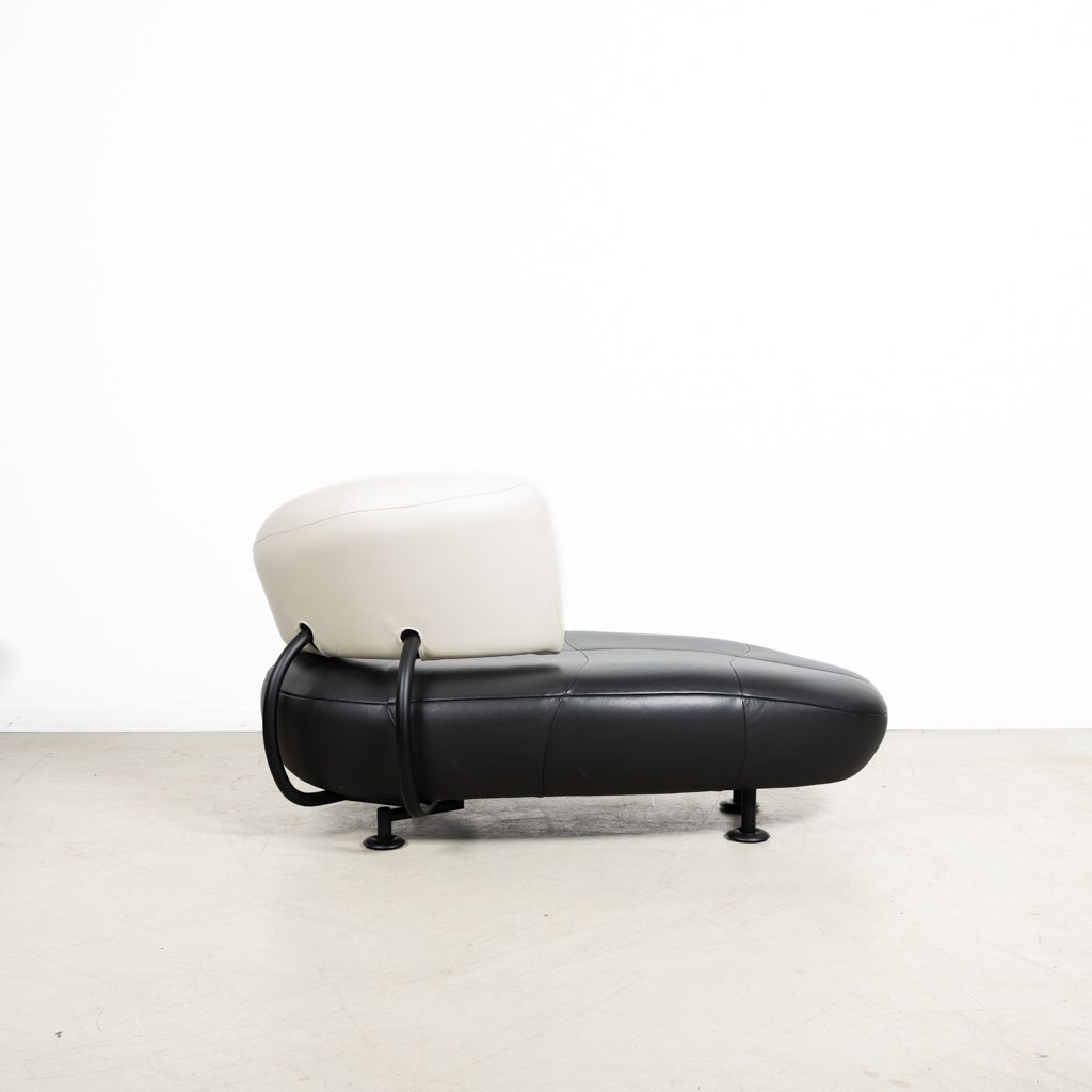 Leolux Kikko Chaise Longue Fauteuil Wit/Zwart Leer - Image 5