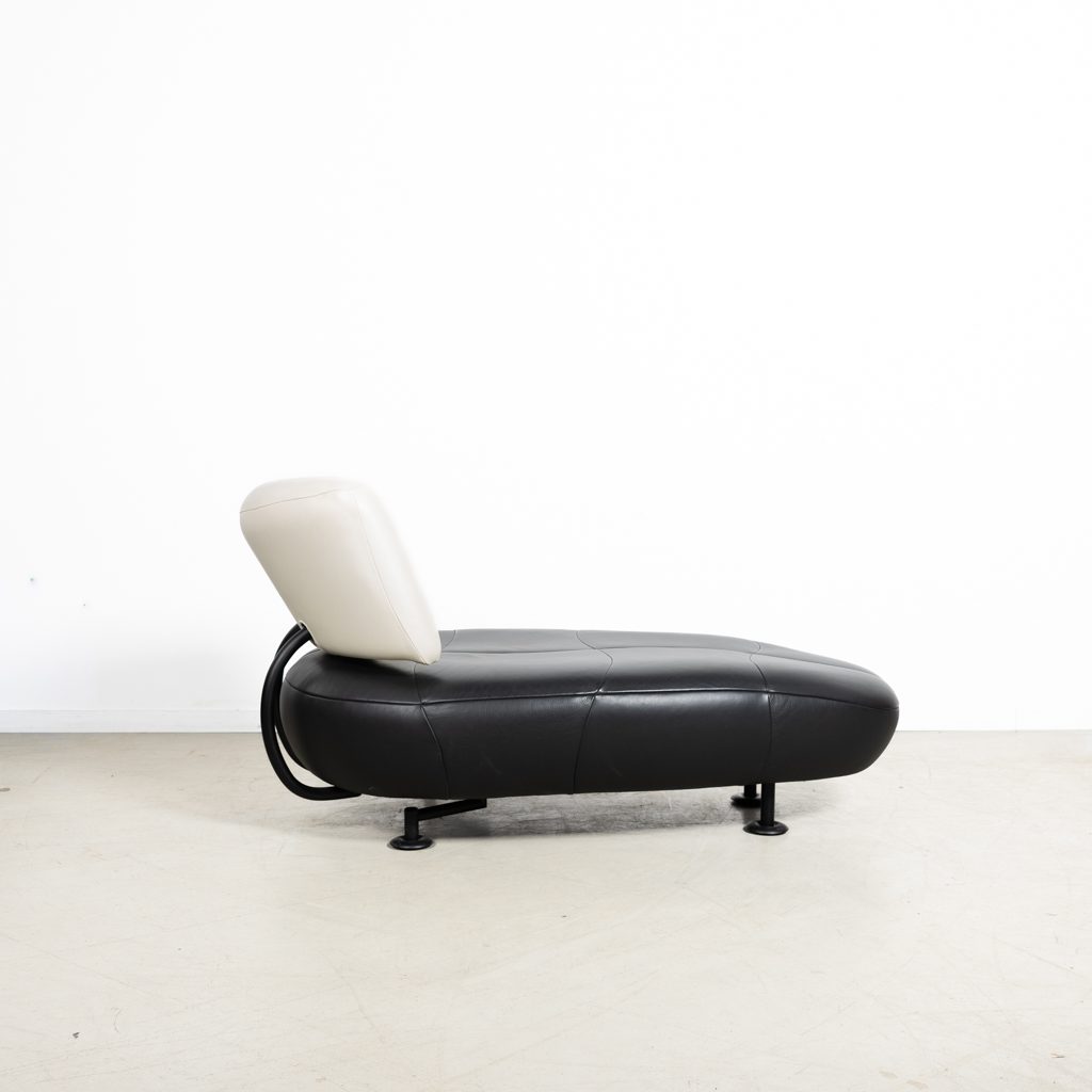 Leolux Kikko Chaise Longue Fauteuil Wit/Zwart Leer - Image 4