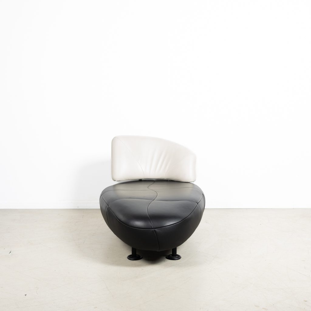 Leolux Kikko Chaise Longue Fauteuil Wit/Zwart Leer - Image 2