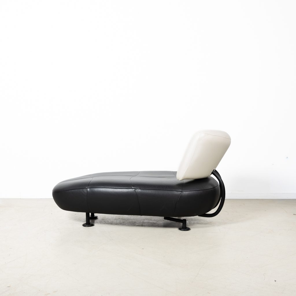 Leolux Kikko Chaise Longue Fauteuil Wit/Zwart Leer - Image 3