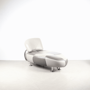 Leolux Kikko Chaise Longue Fauteuil Antraciet Leer
