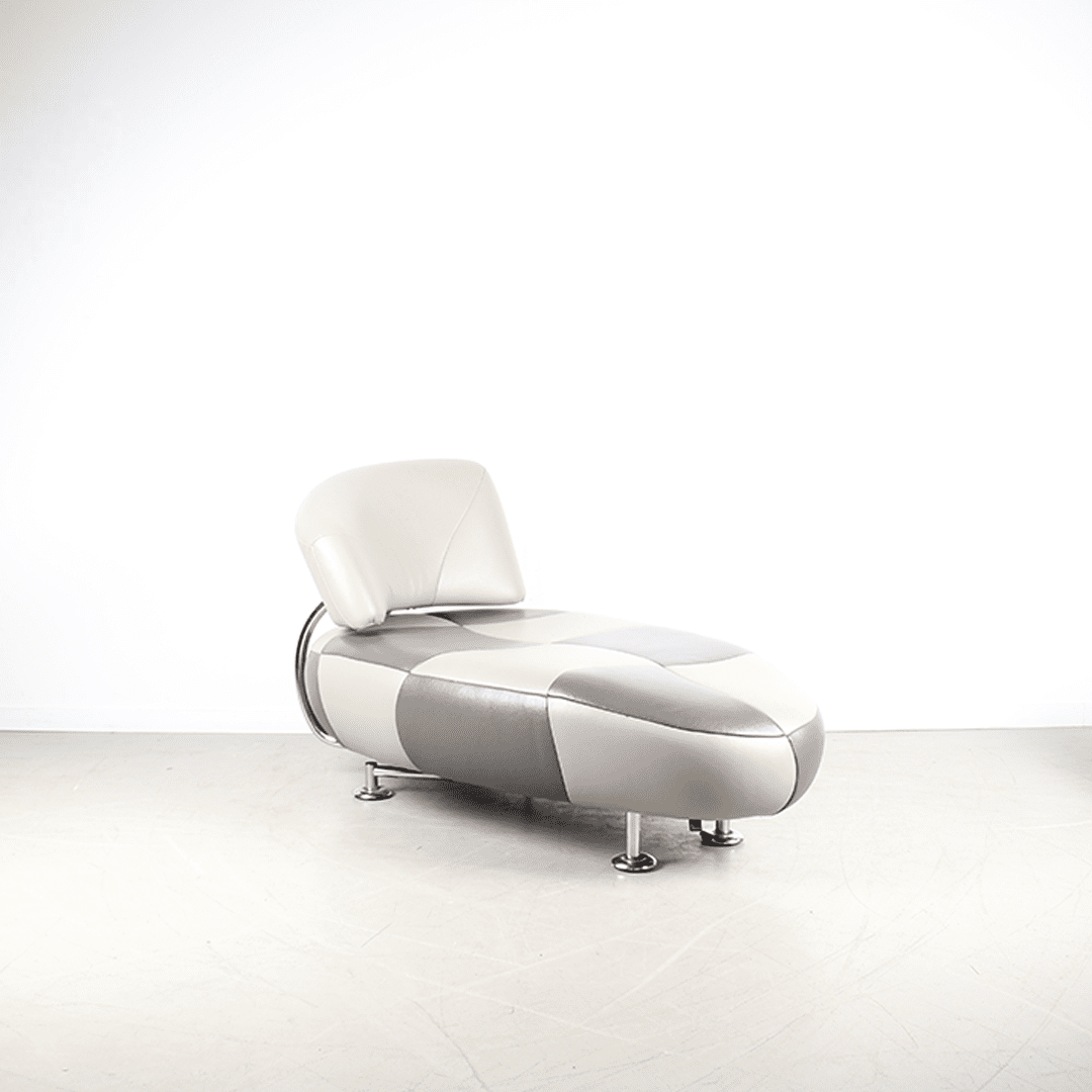 Leolux Kikko Chaise Longue Fauteuil Antraciet Leer