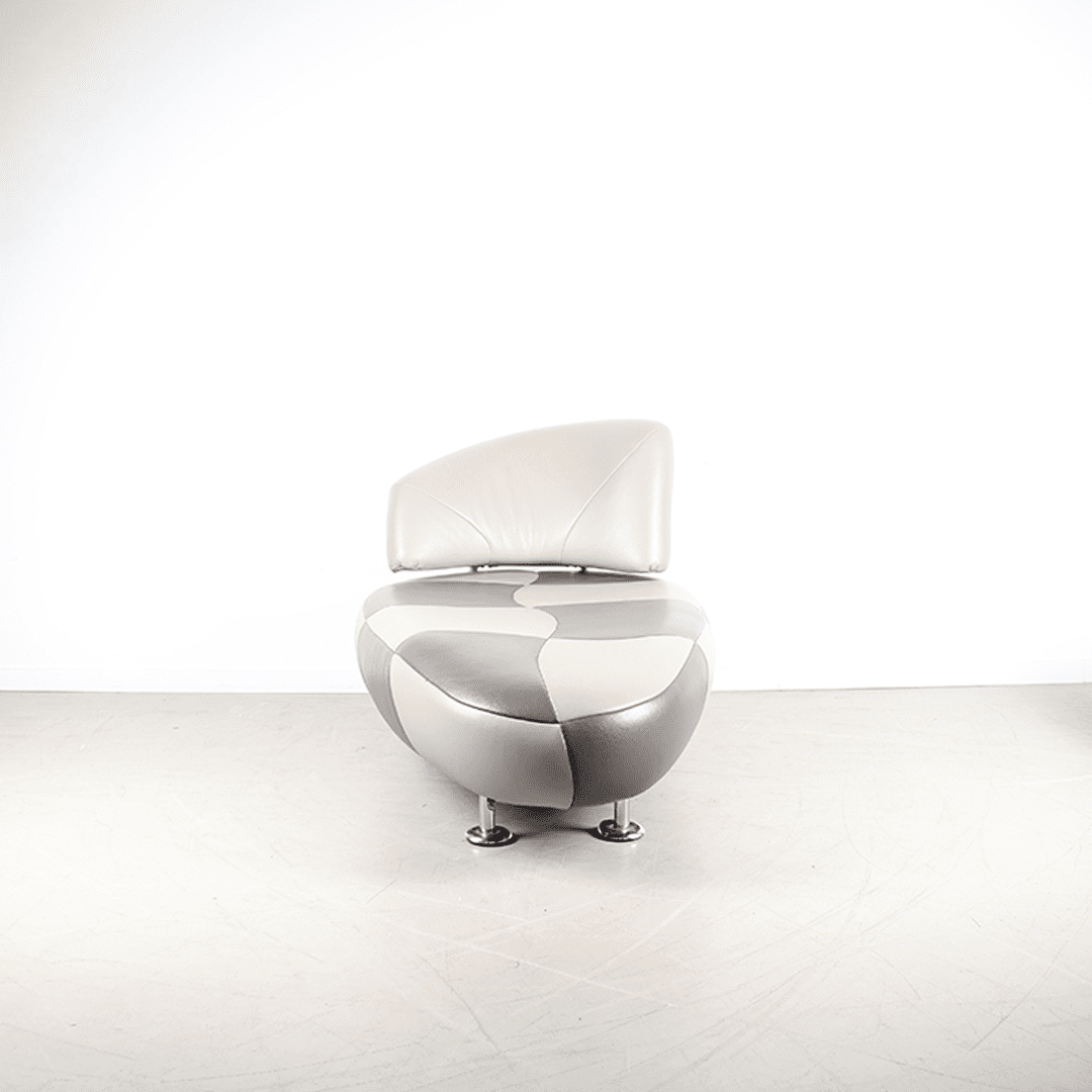 Leolux Kikko Chaise Longue Fauteuil Antraciet Leer - Image 2