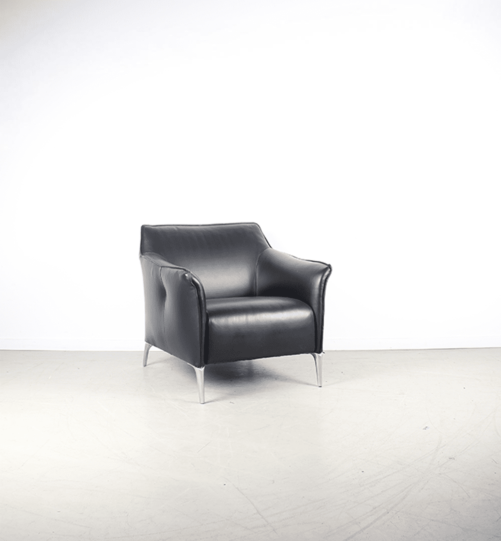 Leolux Mayon Fauteuil Zwart Leer + Hocker - Image 2