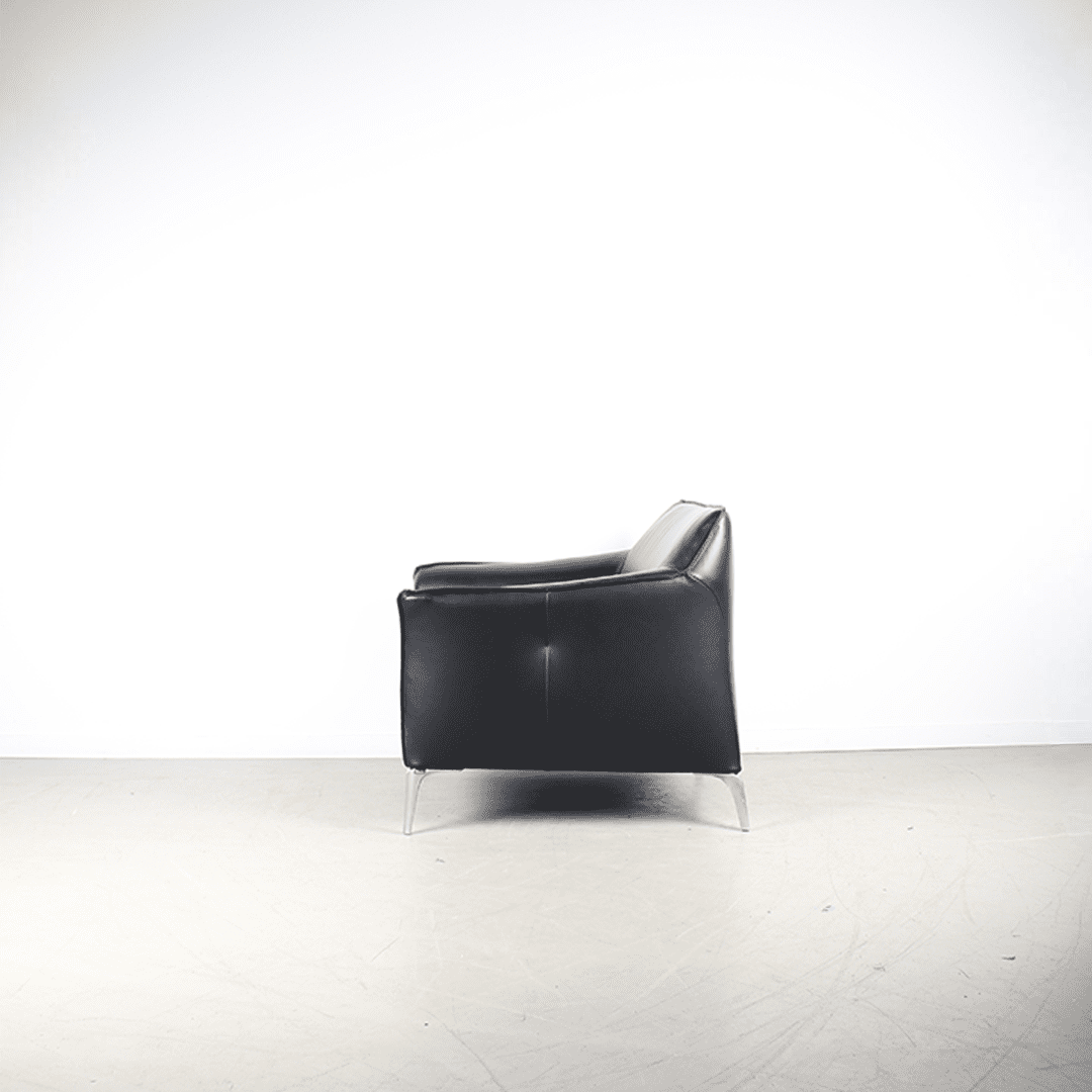 Leolux Mayon Fauteuil Zwart Leer + Hocker - Image 5