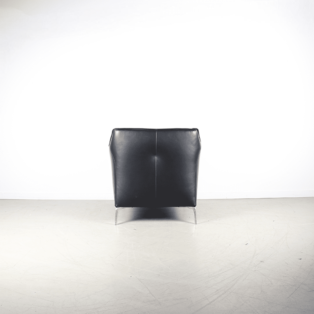 Leolux Mayon Fauteuil Zwart Leer + Hocker - Image 6