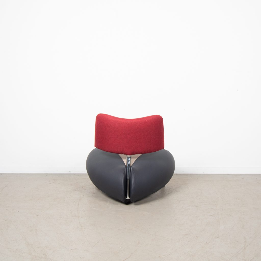 Leolux Pallone Pa Fauteuil Beige/Grijs/Rood Leer - Image 5