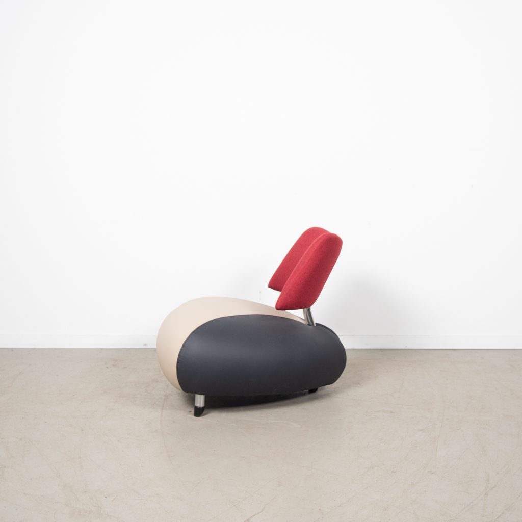 Leolux Pallone Pa Fauteuil Beige/Grijs/Rood Leer - Image 4