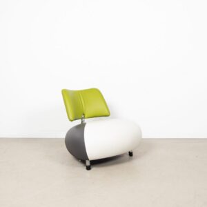 Leolux Pallone Pa Fauteuil Wit/Groen/Donkergrijs Leer