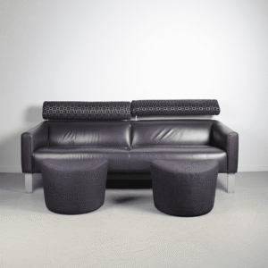Leolux Patachou Bank Paars Leer + Hocker