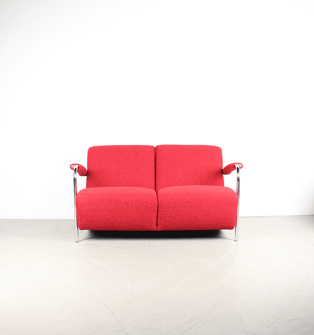 Leolux Scylla Bank 2-Zits Rood Stof - Chroom
