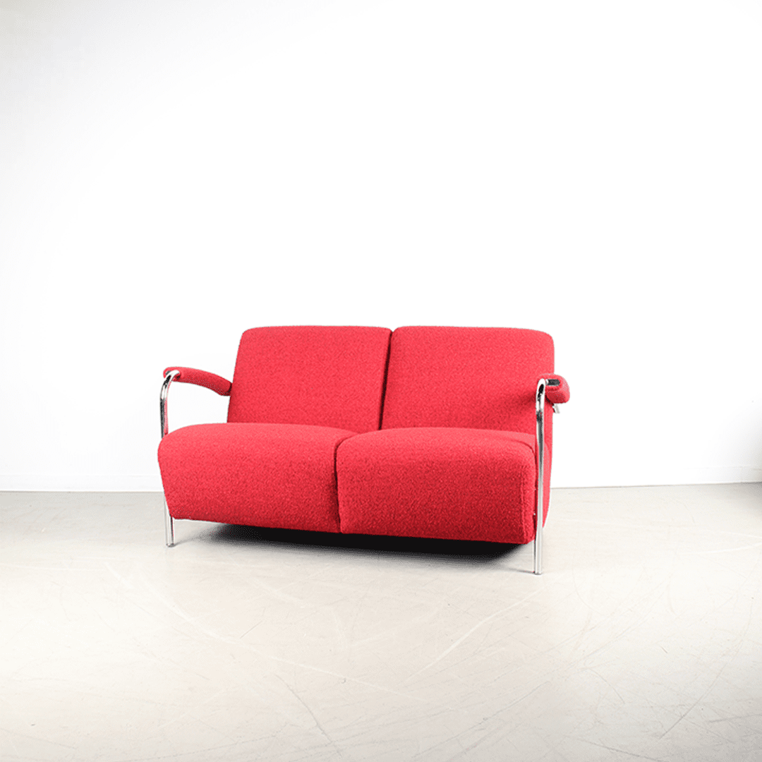 Leolux Scylla Bank 2-Zits Rood Stof - Chroom - Image 3